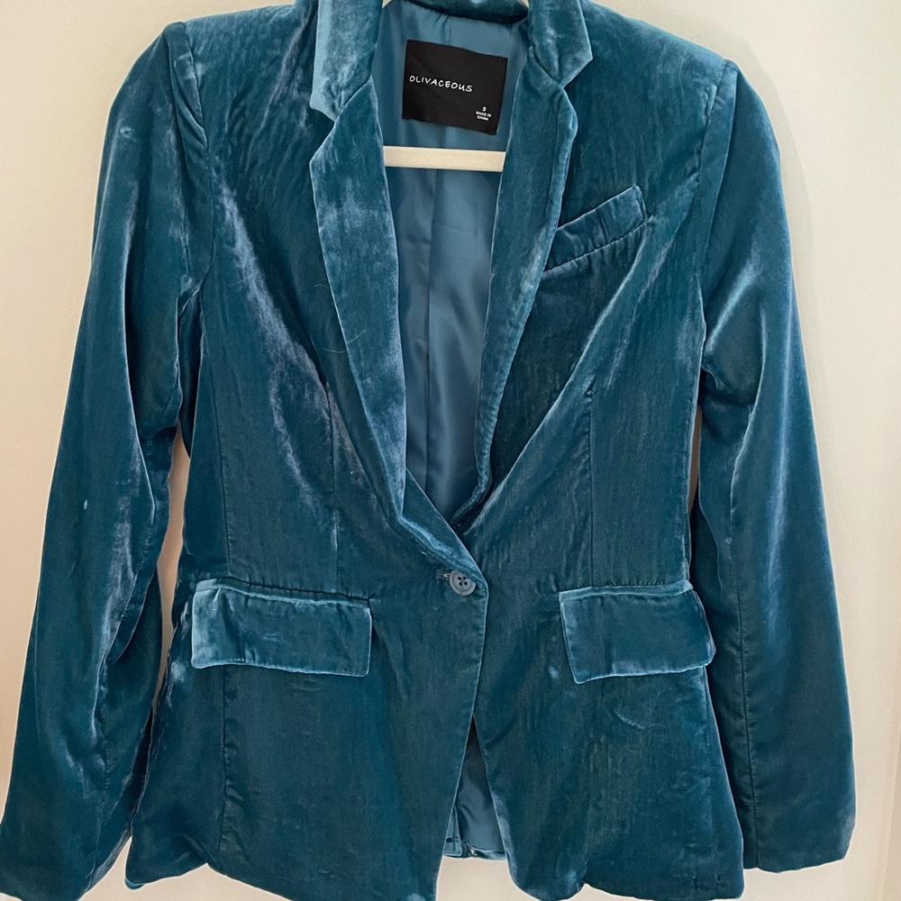 Dep teal velvet blazer SMALL